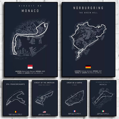 Monaco F1 Canvas Wall Art Esthétique Nordique