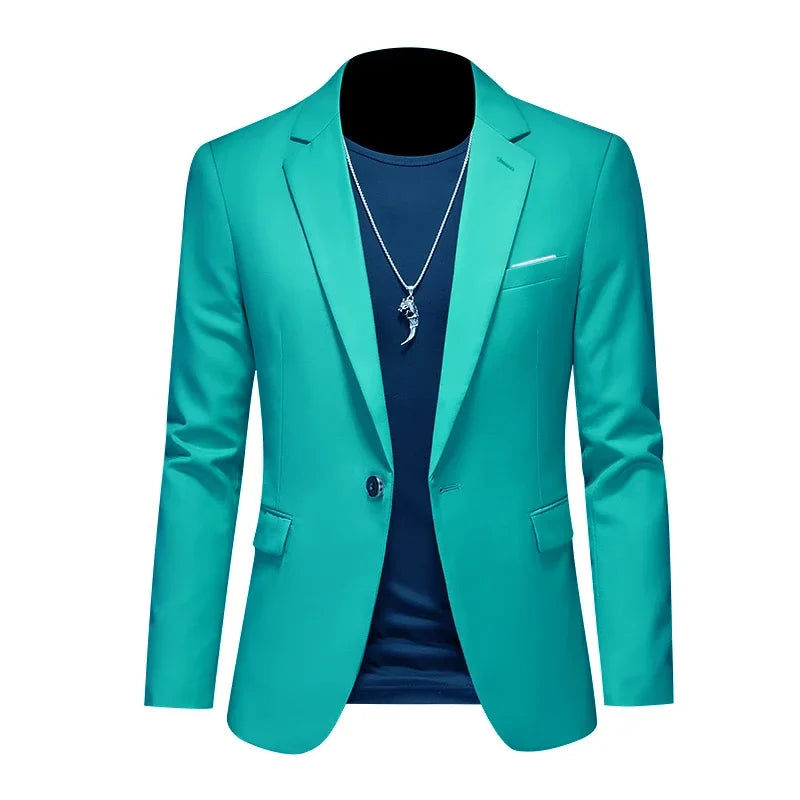 Blazer de bureau à bouton unique de longueur régulière pour hommes