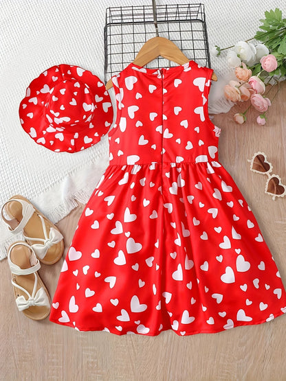 Ärmelloses Kleid mit Love-Herz-Print für Kleinkinder