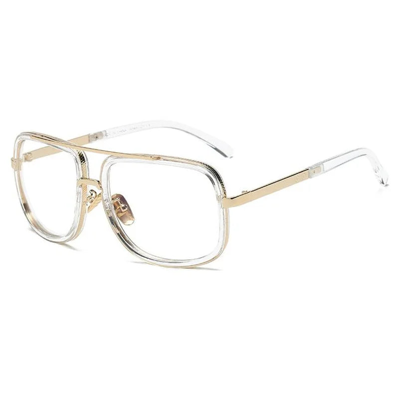 Lunettes de soleil carrées miroir de luxe pour hommes 