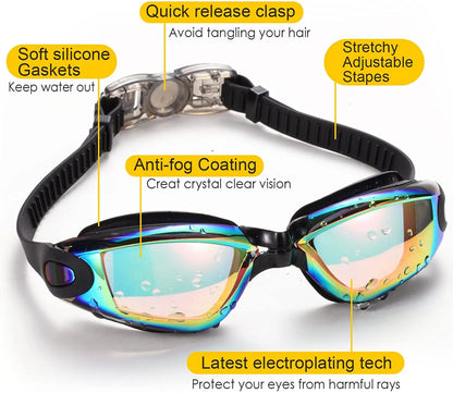 Adjustable Colorful Electroplated Swimming Goggles