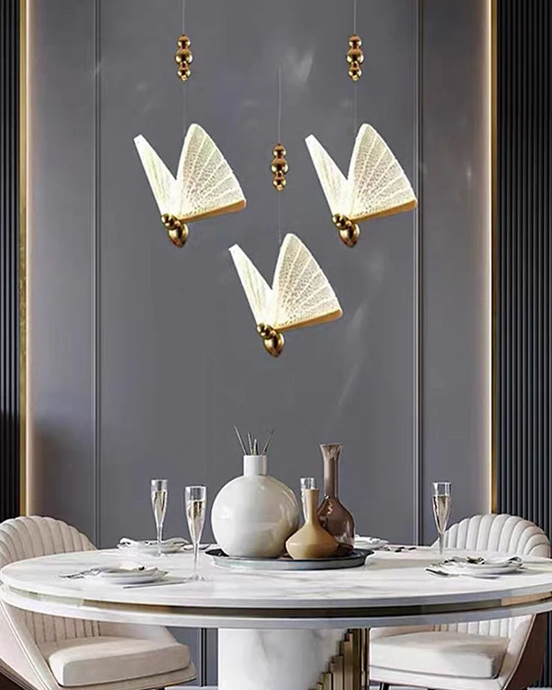 Lustre suspendu à LED papillon nordique