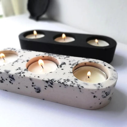 3 Holes Candlesticks Cement Plaster Round Holder