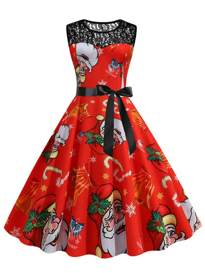 Lace Patchwork Retro Casual Dress