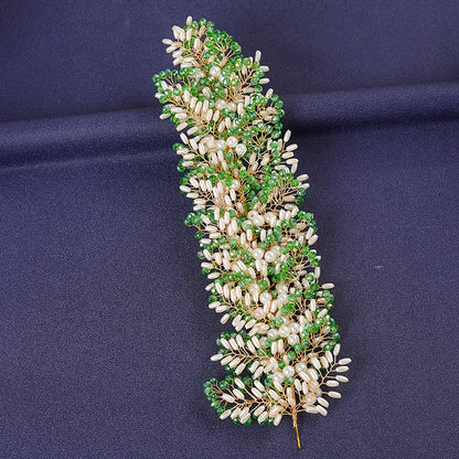 Women's Rhinestone Green Crystal Pearl Hairband