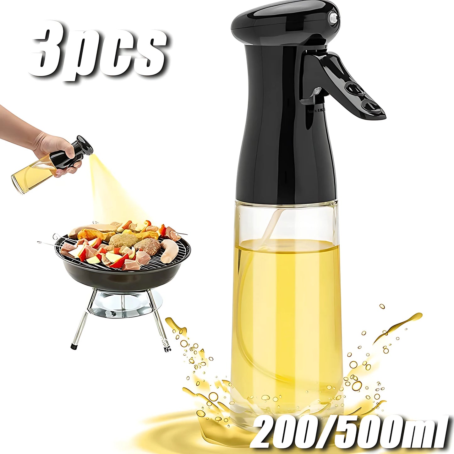 3-Pack Kitchen Oil Sprayer Bottles