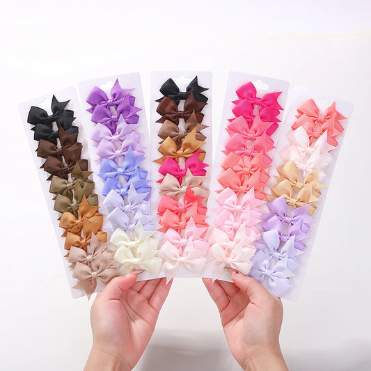 Colorful Grosgrain Ribbon Kids Hair Clips Set