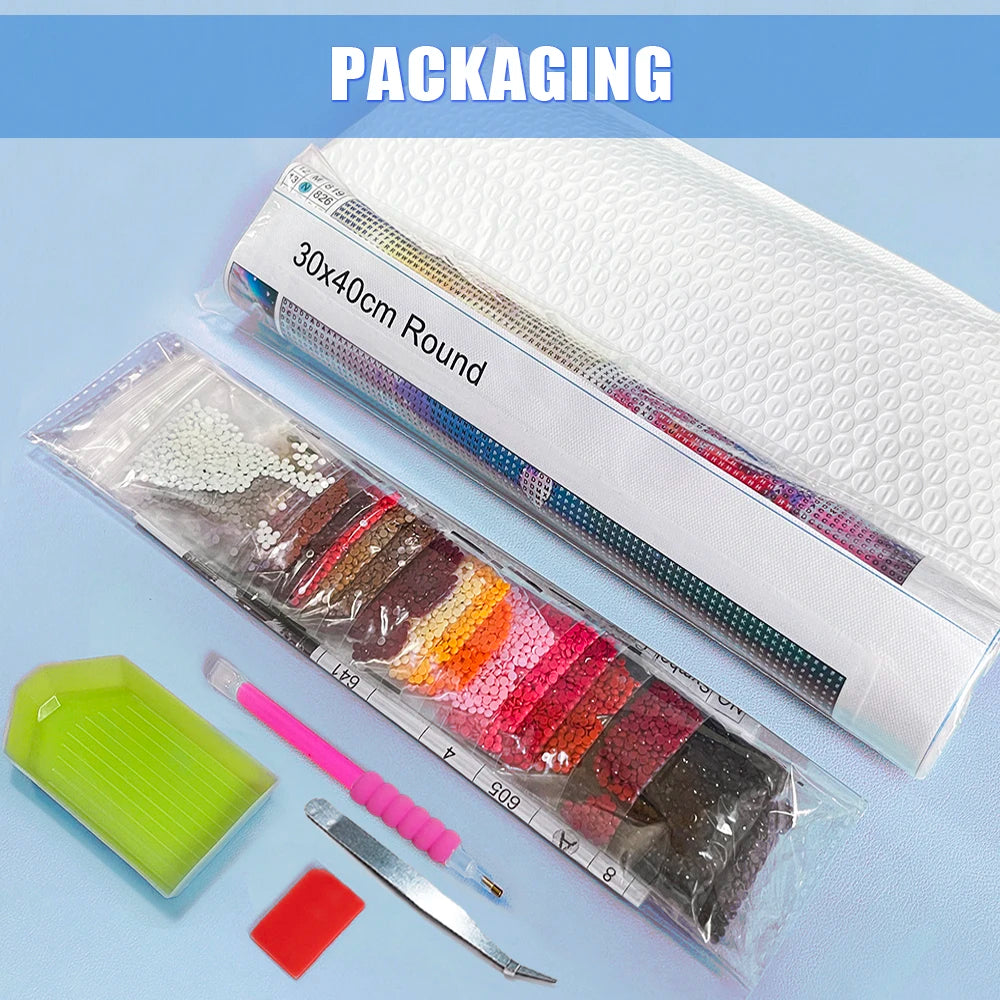 Peinture de dessin animé animal broderie diamant point de croix plante feuille