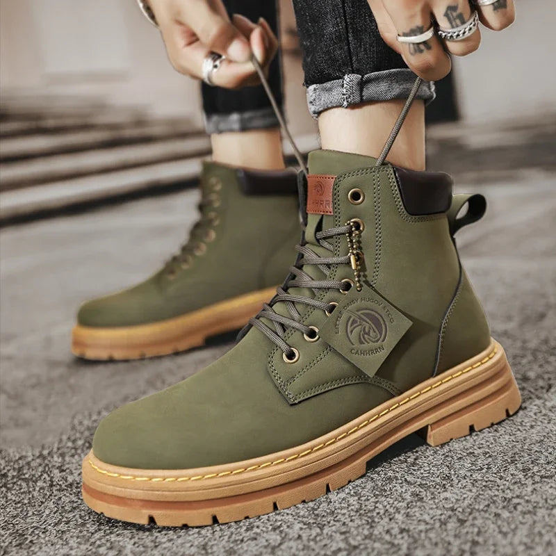 Men's High-Top Lace-Up Ankle Boots
