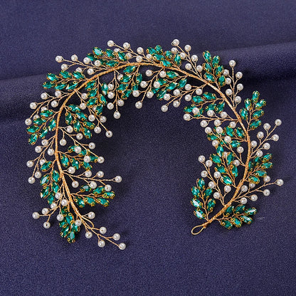 Women's Rhinestone Green Crystal Pearl Hairband