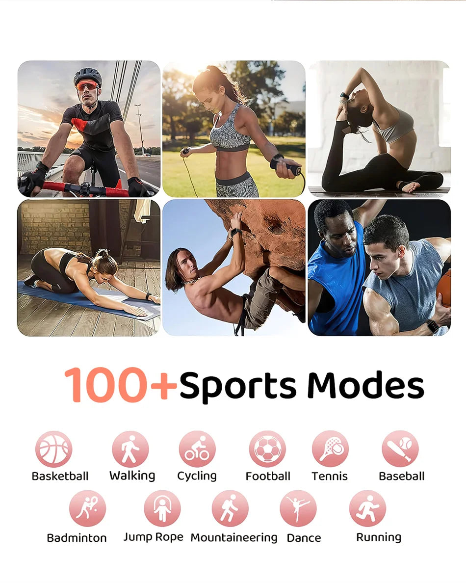 Unisex HD Touch Screen Sports Fitness Tracker Bluetooth Call Smartwatches