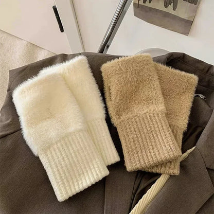 Fleece Winter Half-Finger Gloves