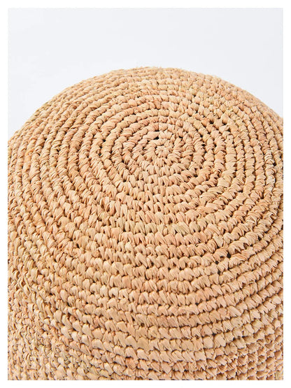 Women's Beach Sun Floppy Fisherman Crochet Straw Hat