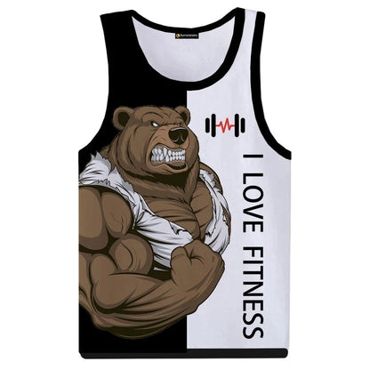 Men 3D Animal Print Sleeveless Tank Top