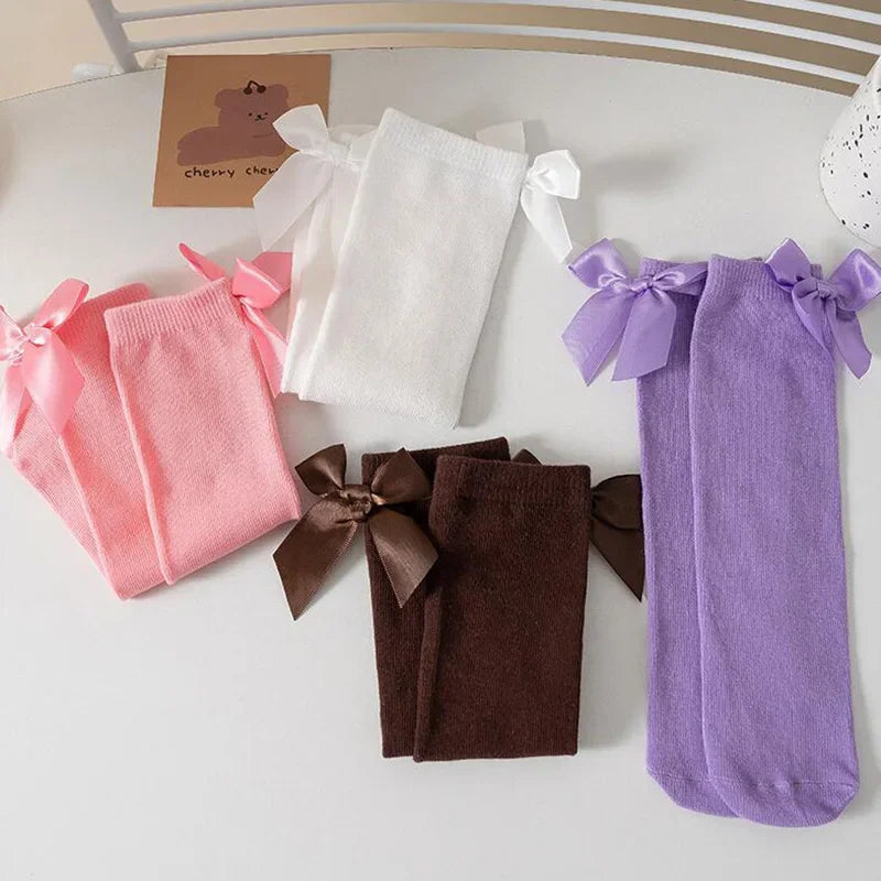 Nouveau Chaussettes hautes à nœud pour enfants