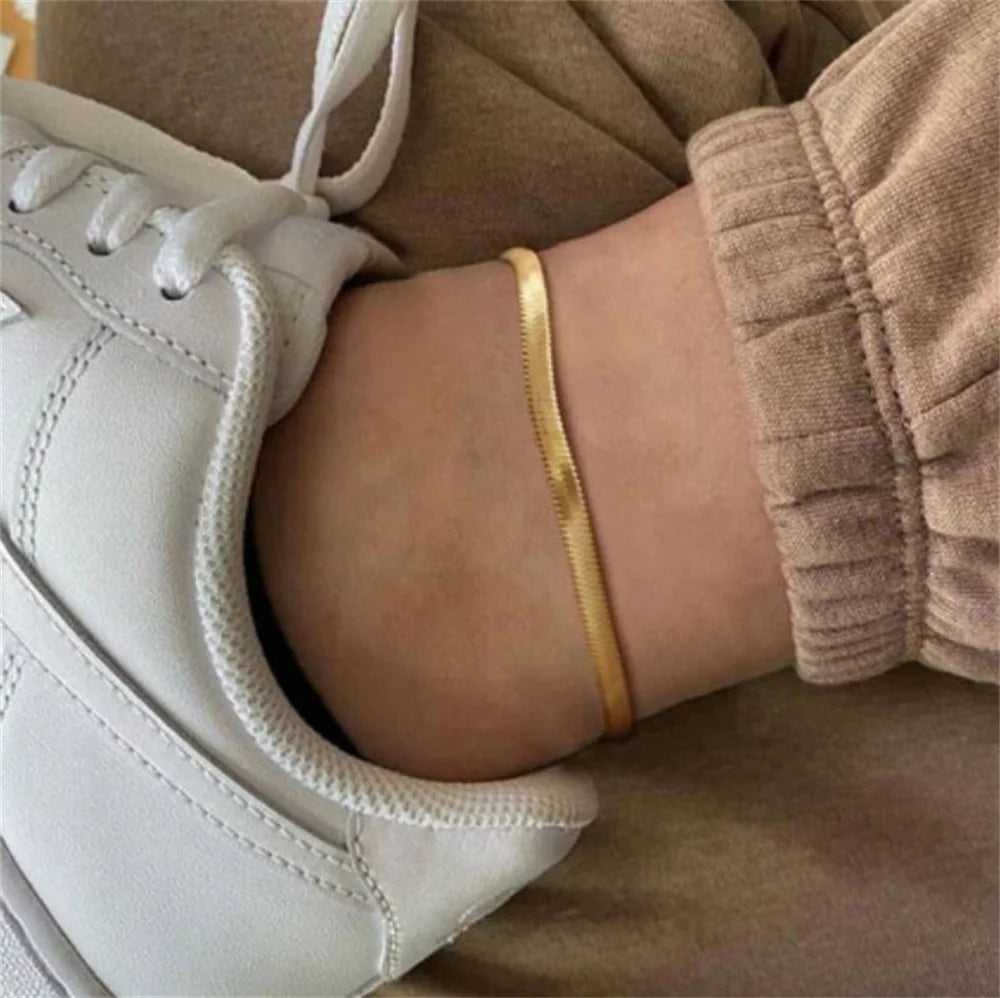 Bracelet de cheville en chaîne serpent en acier inoxydable pour femme