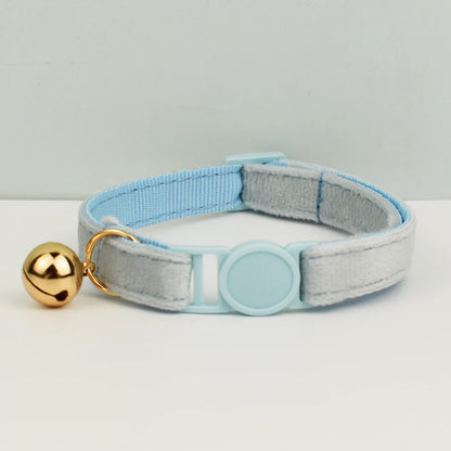 Adjustable Plaid Cat Collar with Bell Pendant
