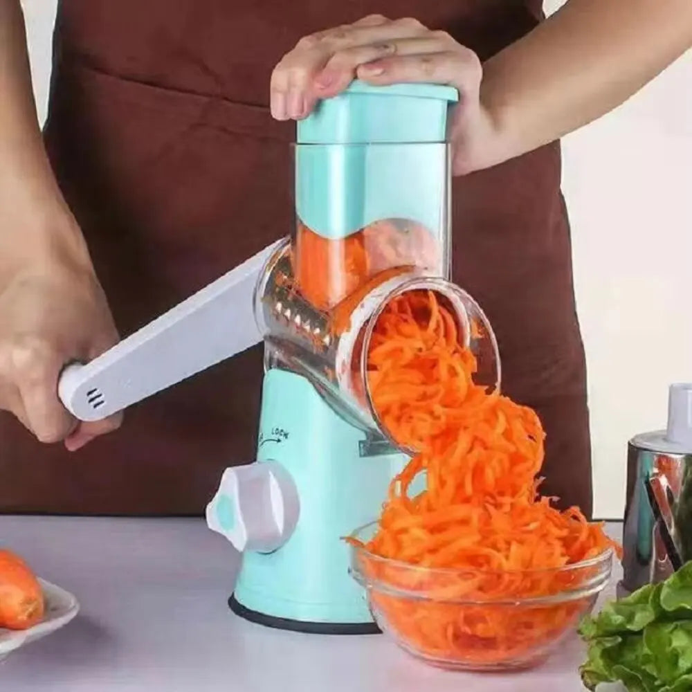 Multifunctional Hand Crank Drum Vegetable Slicer with Interchangeable Blades