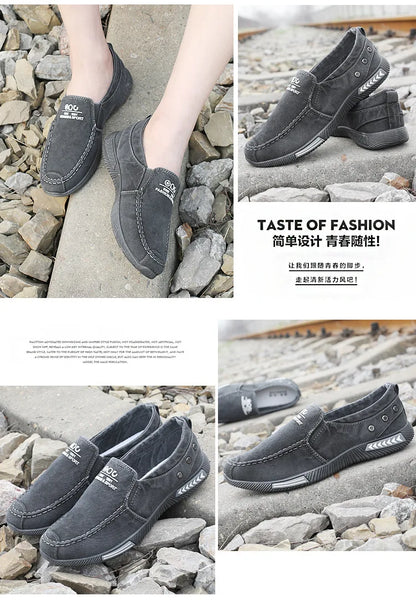 Men's Slip On Denim Canvas High Top Sneakers