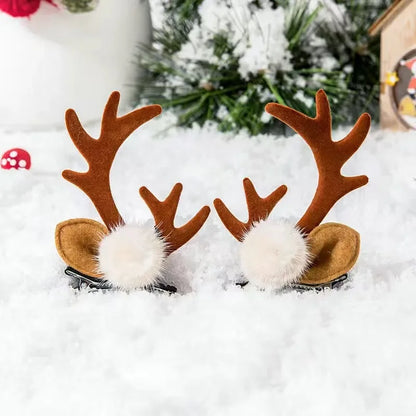 Barrettes à cheveux de Noël en bois de cerf et bois de cerf