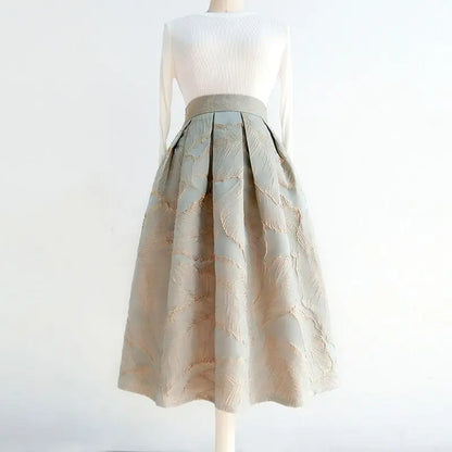 Korean High-Waist Jacquard Skirt