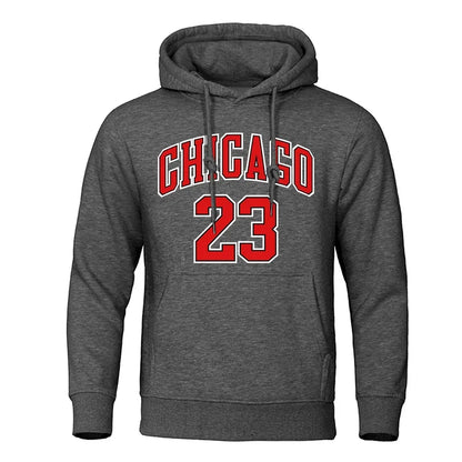 Sweat à capuche en polaire hip-hop Chicago 23 pour hommes