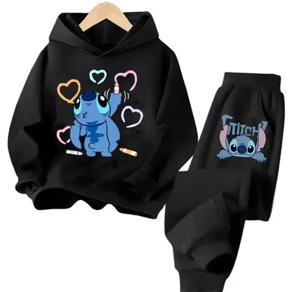 Kid's Stitch Anime Casual Hoodies Set