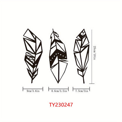 Décoration murale en forme de feuille de métal, 3 pièces