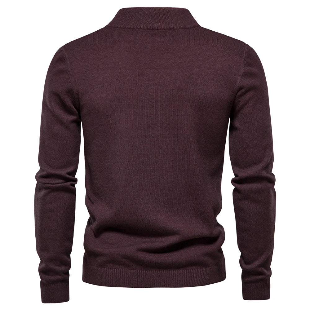 Pull Slim à Manches Longues et Col Rond de Couleur Unie pour Hommes