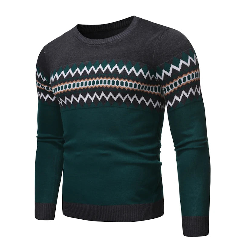 New Trendy Striped Thick Knitwear Sweater
