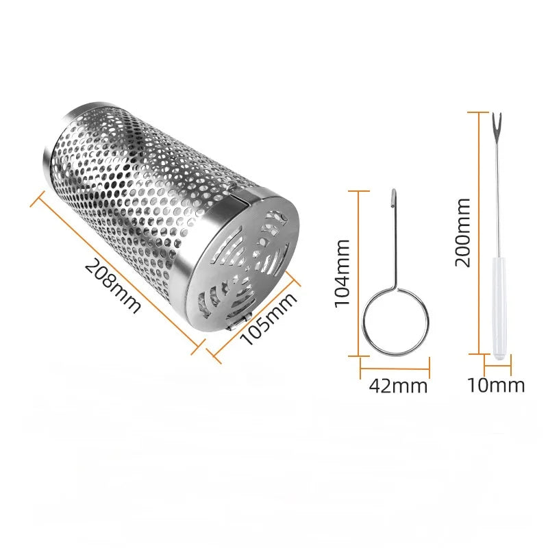 BBQ Outdoor Stainless Steel Rolling Grilling Basket