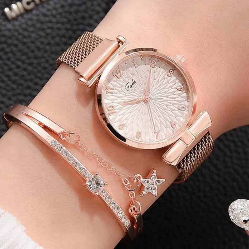 Montre-bracelet à quartz magnétique pour femme