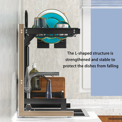 Adjustable Stainless Steel Over-Sink Dish Rack