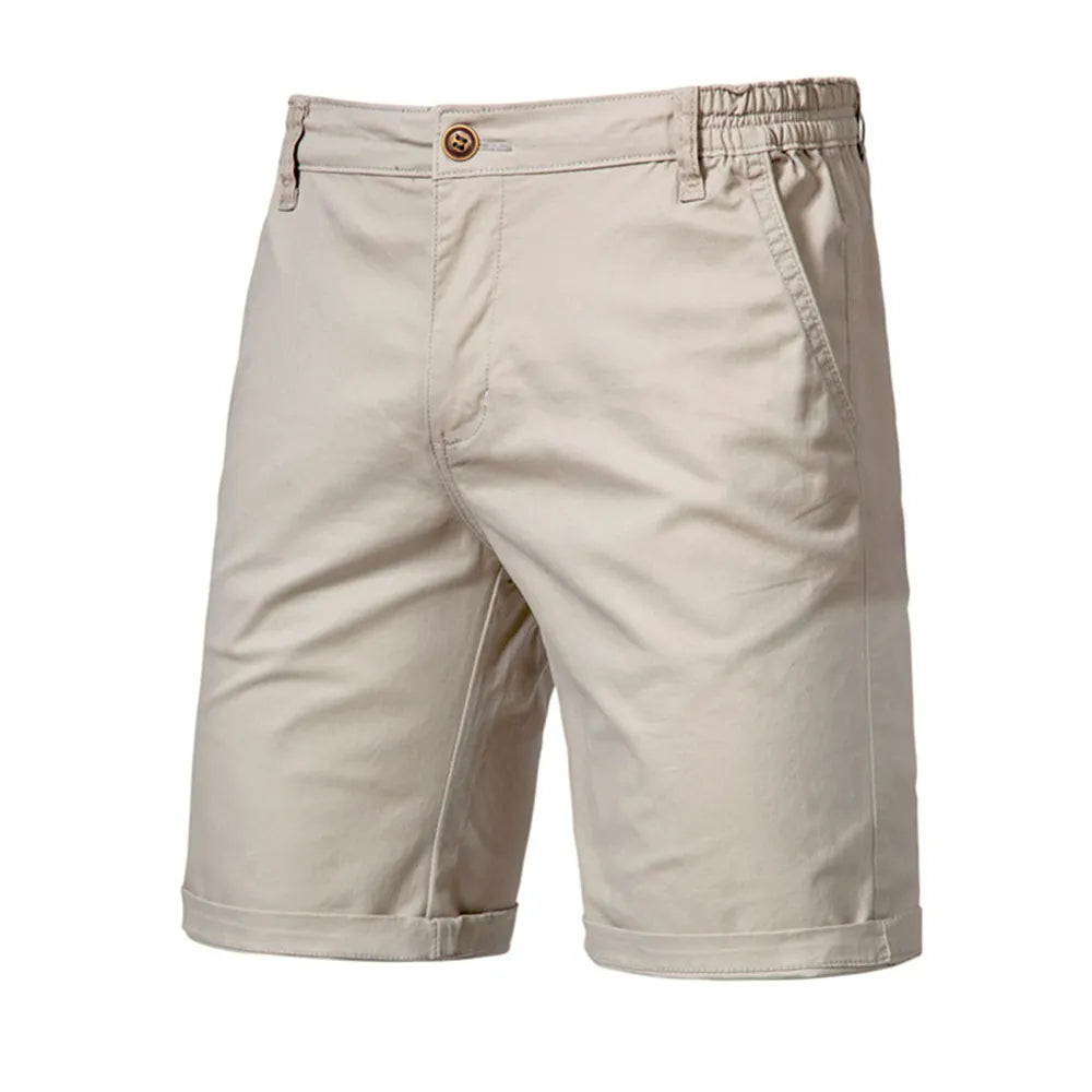 Short de plage uni en coton pour hommes, taille élastique de haute qualité