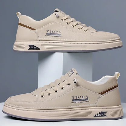 Men's Breathable Slip On Casual Leather Sneakers