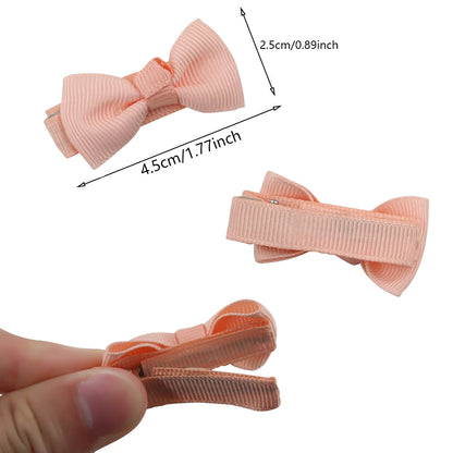 Baby Grosgrain Ribbon Bowknot 12Pcs Hair Clips Set