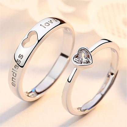 Zircon Heart Couple Rings Set