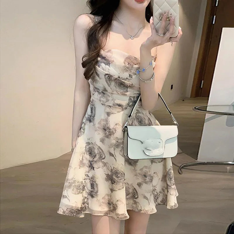 Sleeveless Chiffon Print Dress