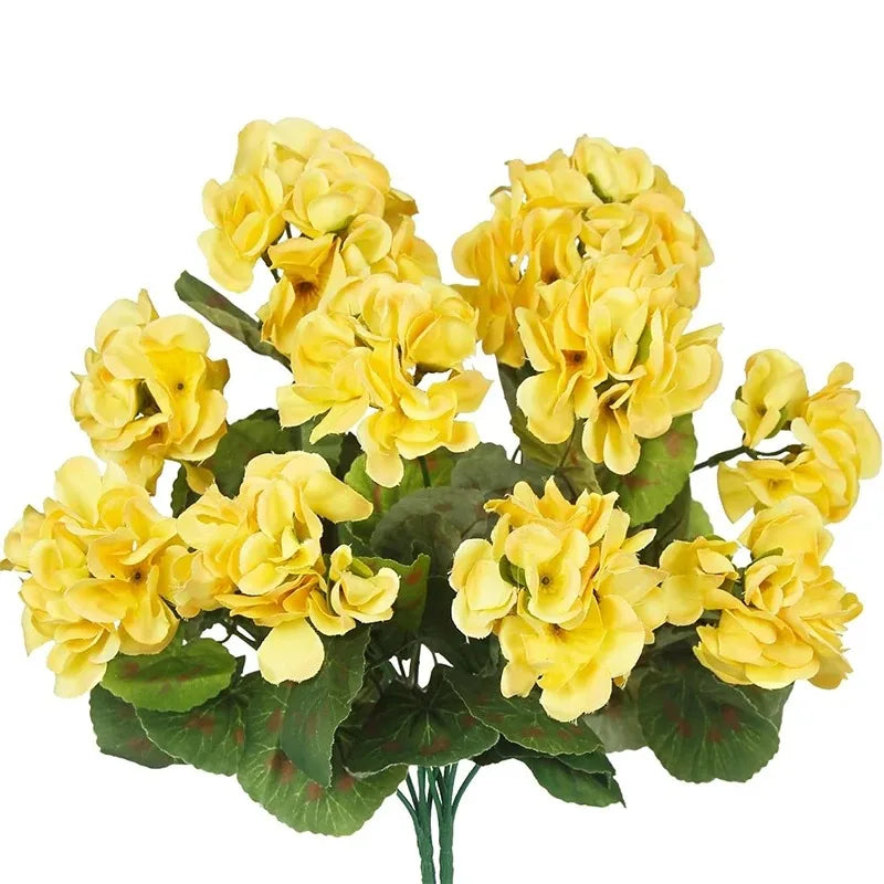 Géraniums rouges artificiels pour la décoration intérieure 