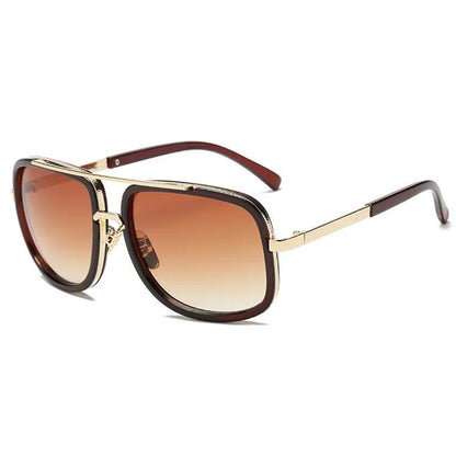 Lunettes de soleil carrées miroir de luxe pour hommes 