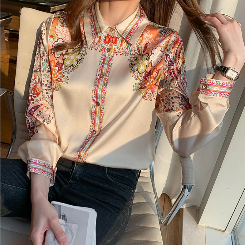 Long Sleeve Floral Print Casual Tops