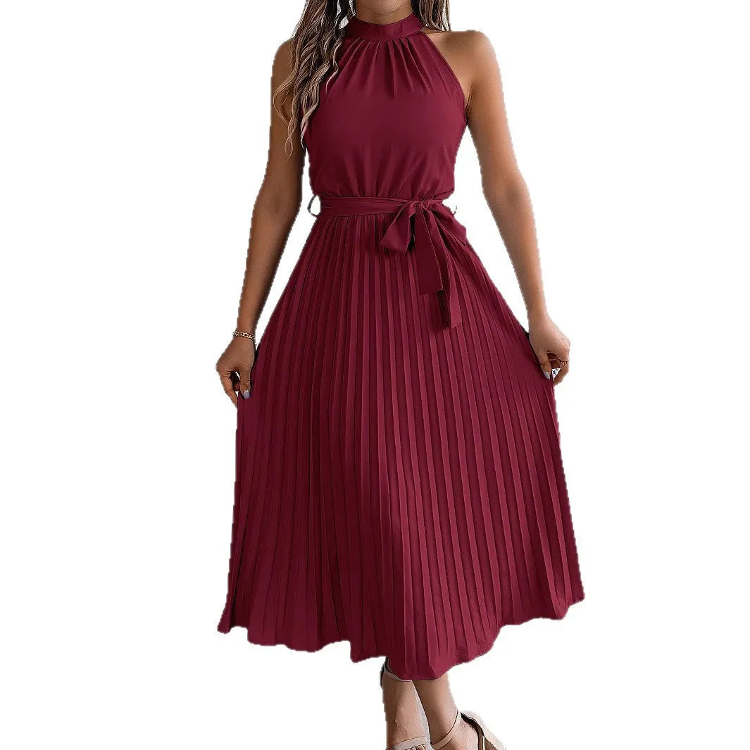 Sleeveless Pleated Midi Dress
