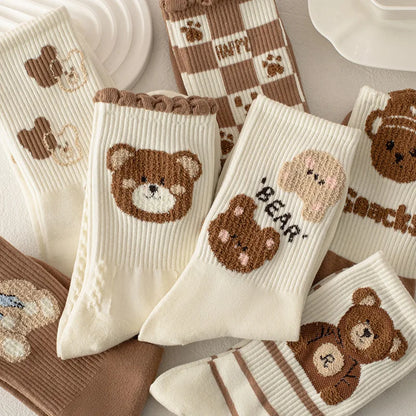 Chaussettes en coton à imprimé animal pour femmes