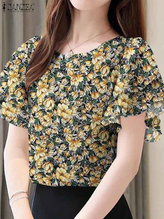 Tuniques d'été à col rond et imprimé rétro