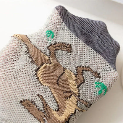 5 Pairs Dinosaur Pattern Breathable Socks