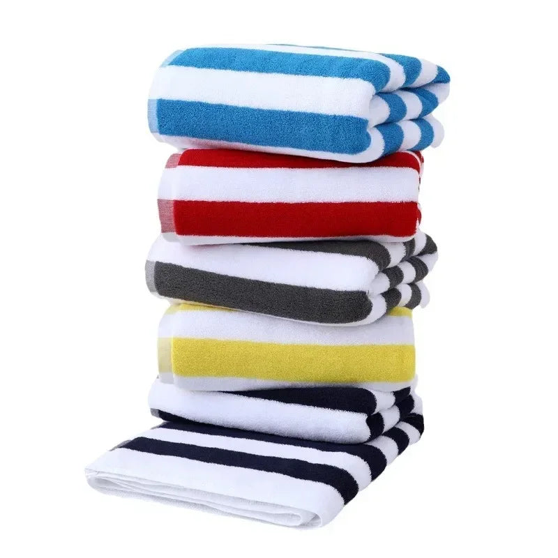 Serviette de plage tissée absorbante à rayures 