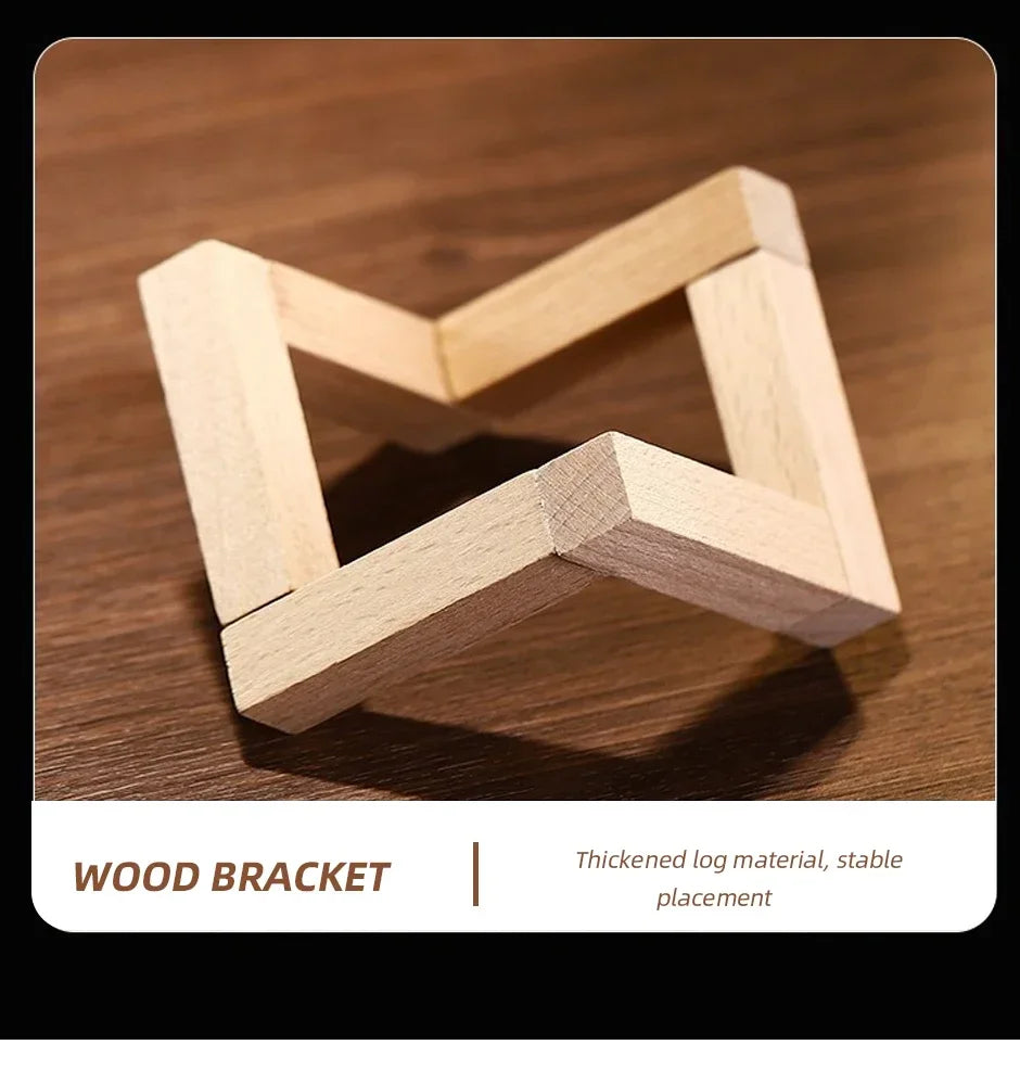 Tasse en verre à cocktail créative avec support en bois