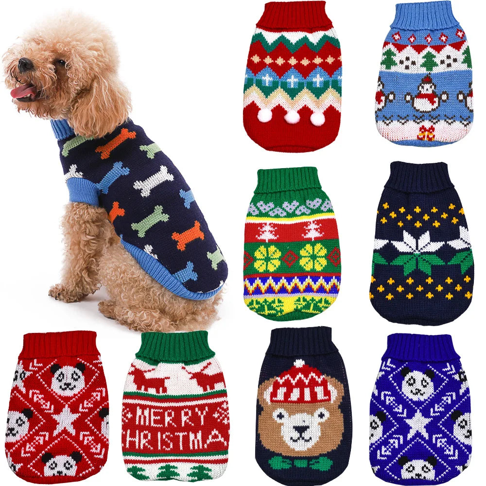 Turtleneck Christmas Wear Dog Knitted Sweater