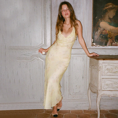 Women's Off Shoulder Floral Printed Ruffle Maxi Dresses