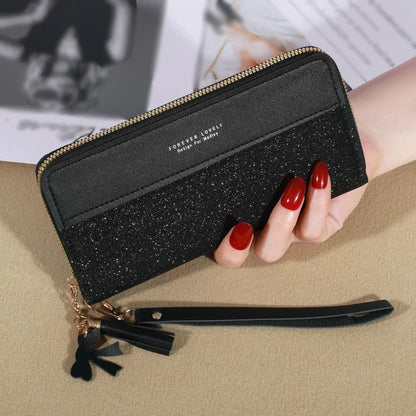 black leather clutch